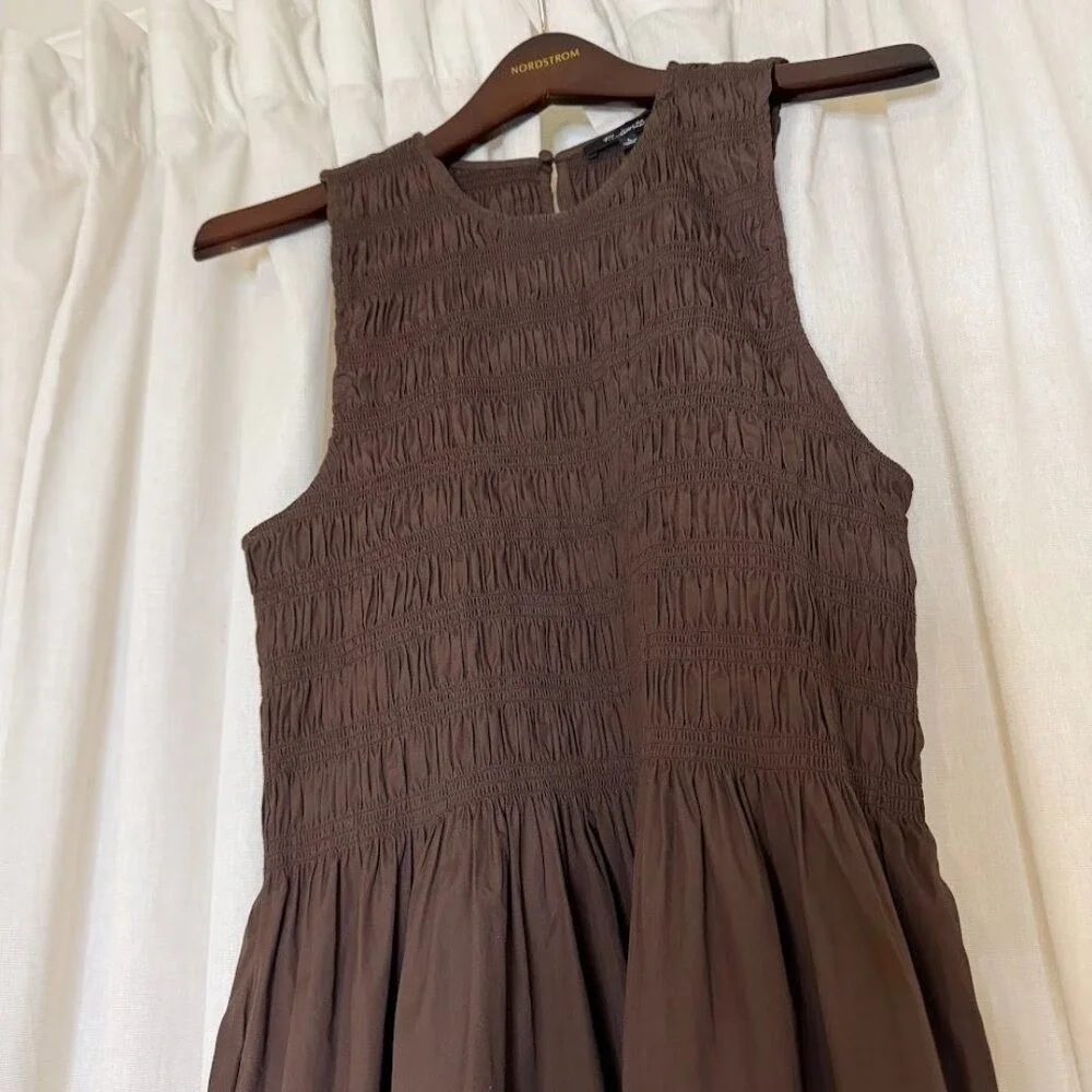 Madewell Smocked Sleeveless Brown Mini Dress - Size XXS (NWT)
